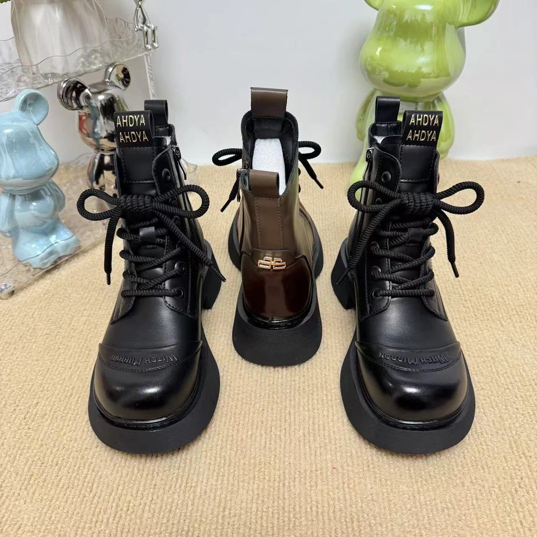 爆款马丁靴女英伦风显瘦2024年秋冬新款时尚粗跟软底加绒保暖短靴