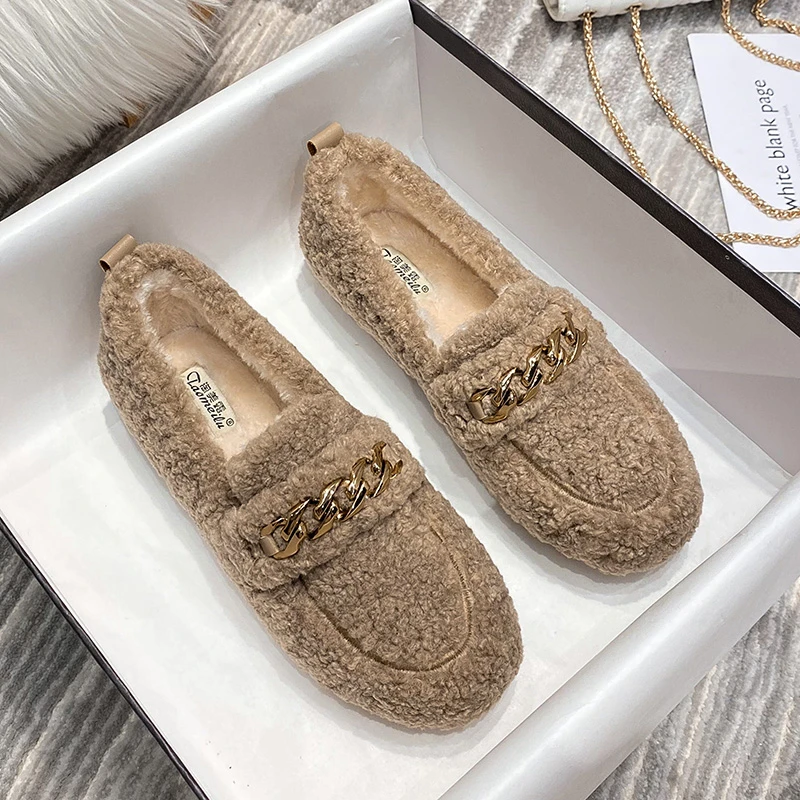 毛毛鞋女外穿羊羔毛豆豆鞋女冬加绒厚底棉鞋孕妇大码女鞋41一43秋