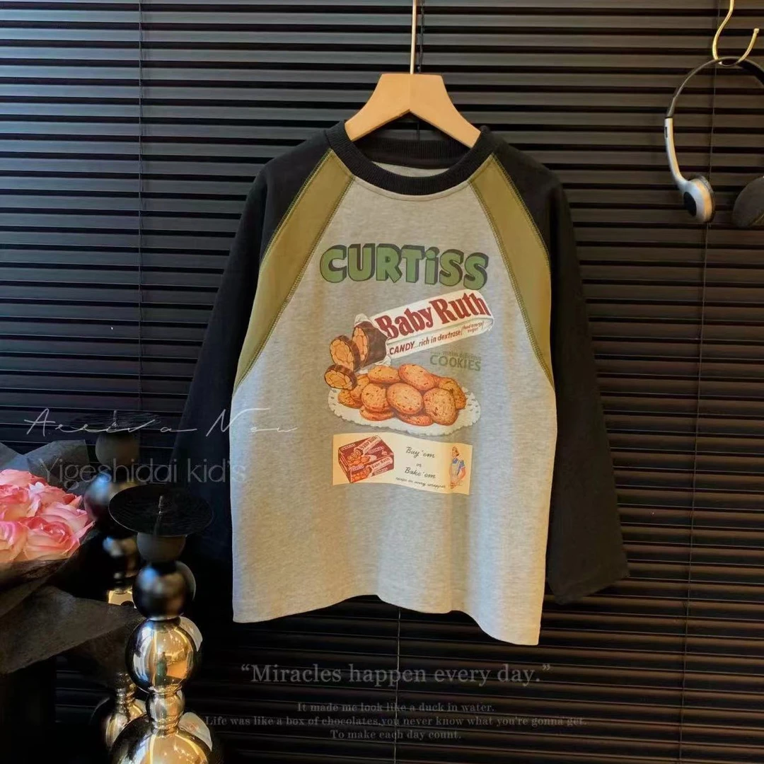 【现货】儿童打底春秋休闲中大童圆领百搭男女童长袖卫衣T恤YG5333