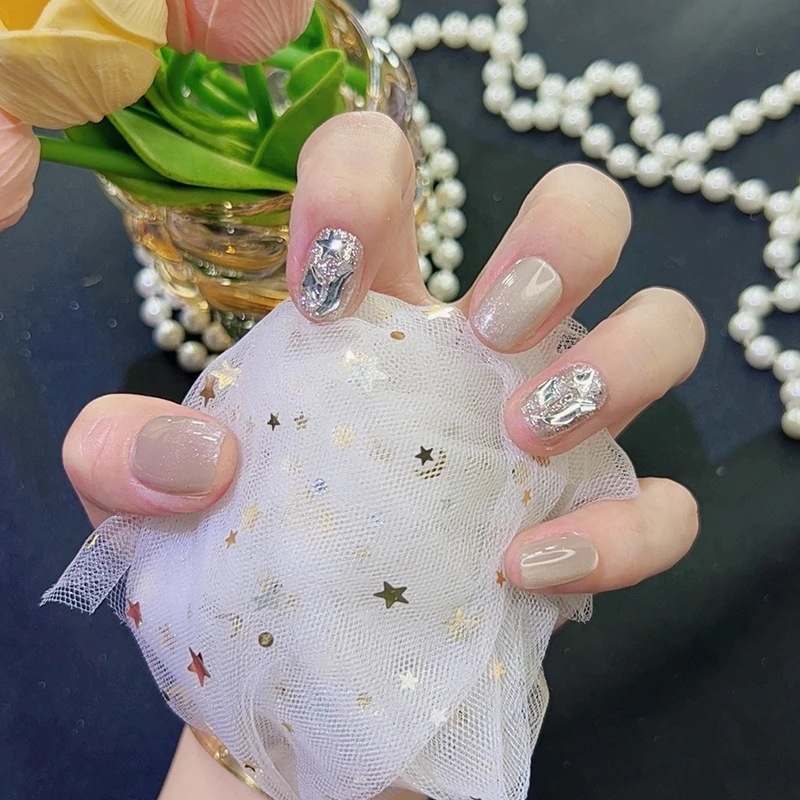 （短款）高级感指甲贴片可拆卸美甲片2024年美甲贴片爆闪气质穿戴甲