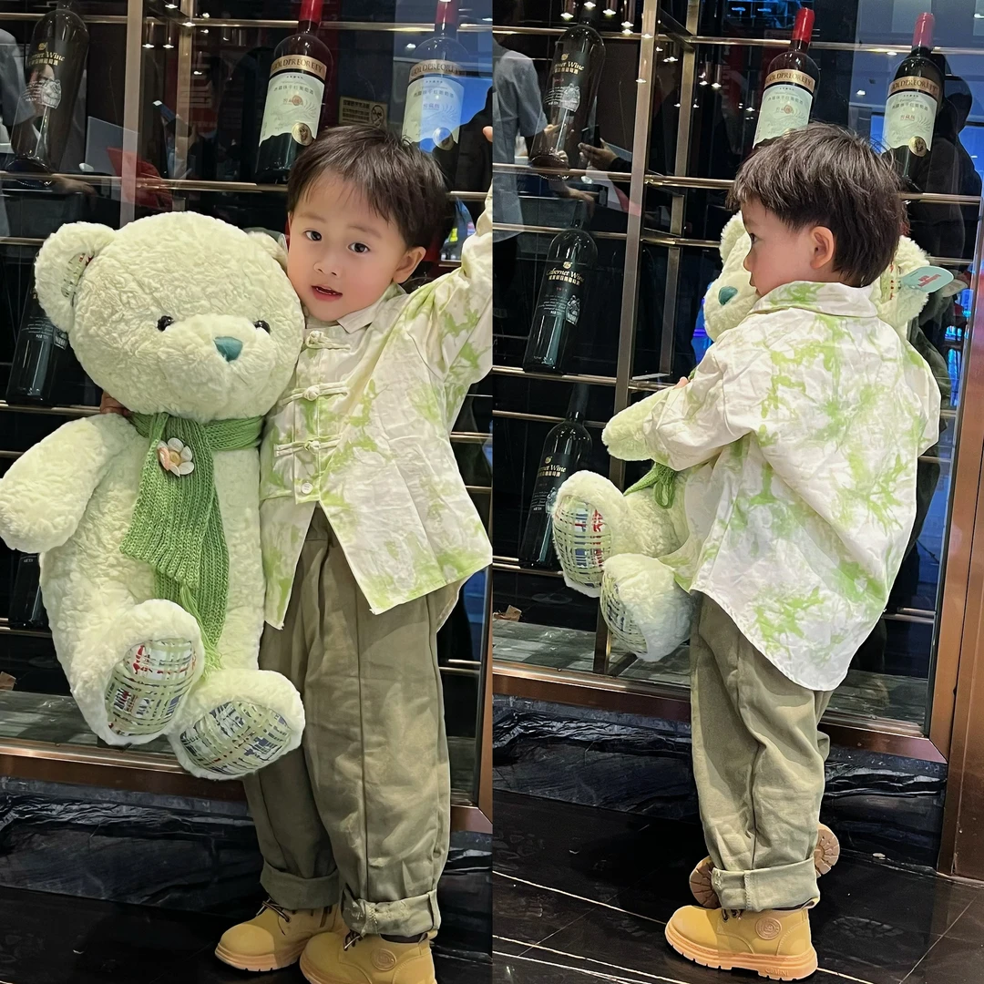 童装新款儿童套装春秋季汉服长袖两件套男童盘扣新中式国风套装TC