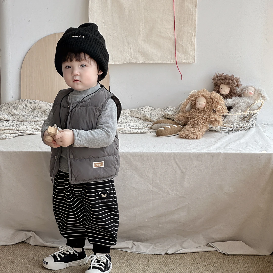 男童冬季衣服韩版夹棉马甲男宝宝加厚打底衫儿童洋气外出衣服DX