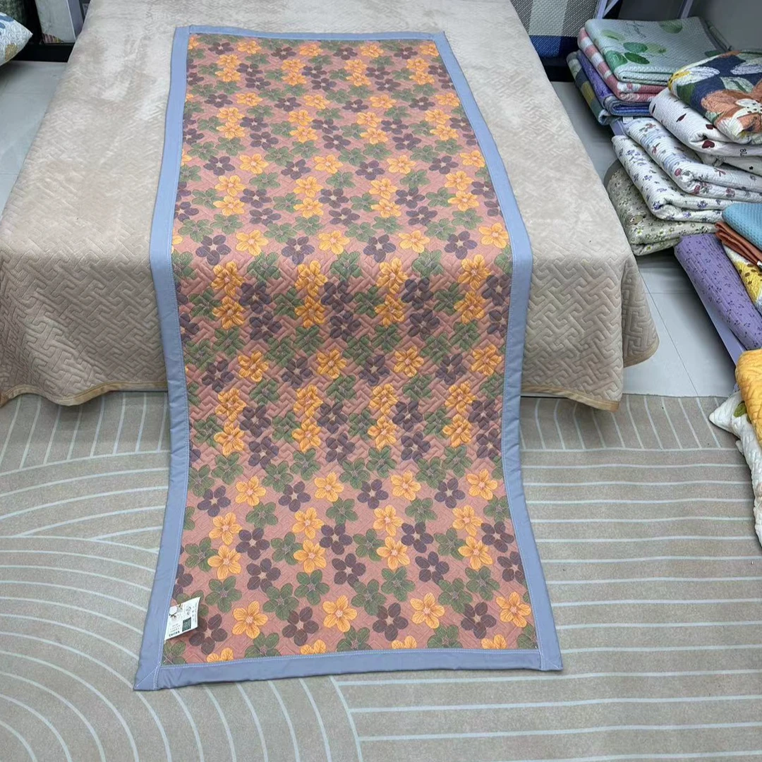 桃花朵朵水洗棉加厚床盖90*220cm学生上下铺宿舍床铺沙发垫飘窗毯