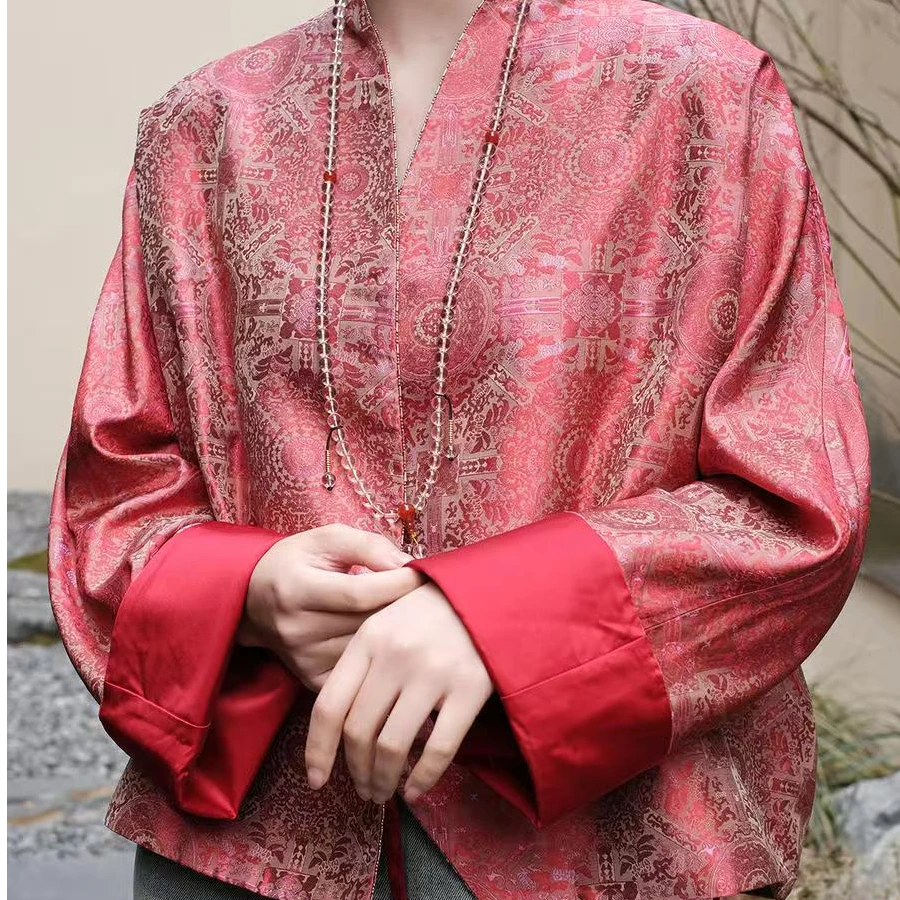 盛唐牡丹宋锦八达晕纹交叉外套（不支持七天无理由）