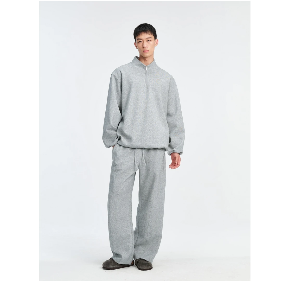 UNICA HOMME王子奇同款_时髦美式高街运动立领螺纹卫衣卫裤套装男