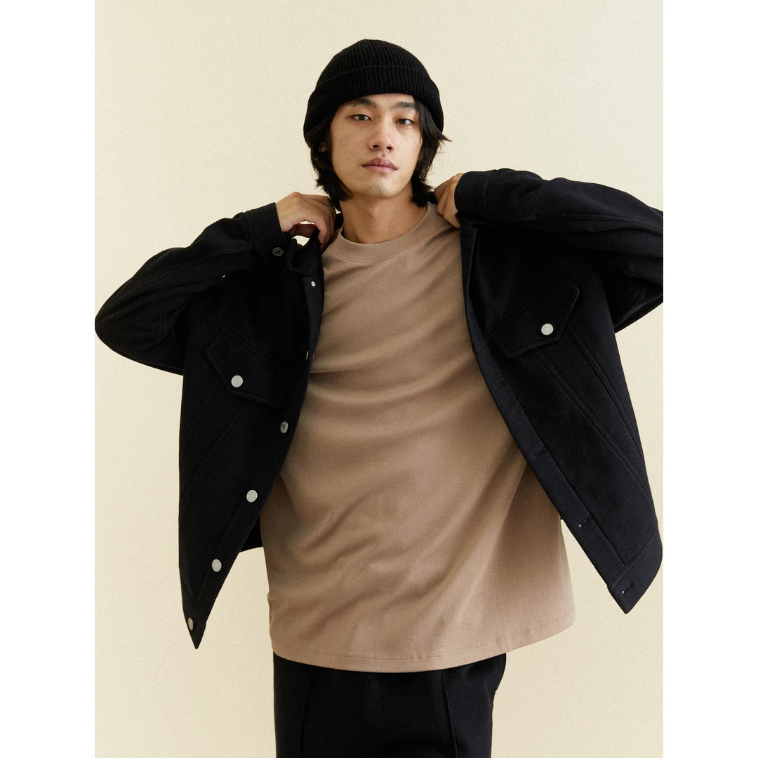 UNICA HOMME秋季_细腻斜纹针织毛圈肌理_夹克男外套套装