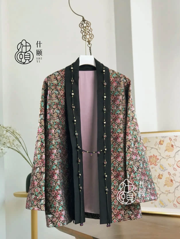 【非遗宋锦面料商品】上久楷五重纬织金杂宝领子两穿外套