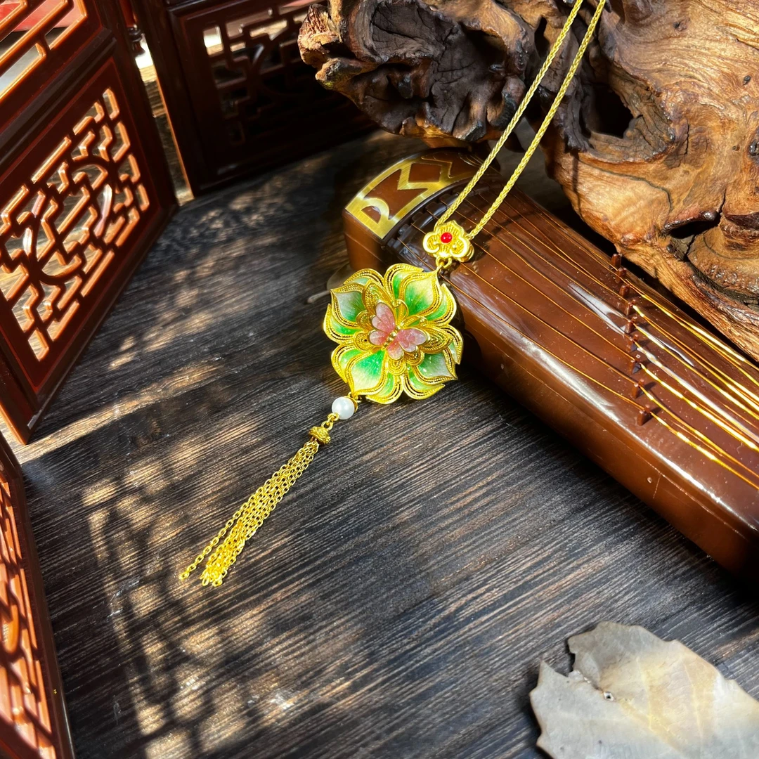 【六官珠宝】蝴蝶系列蝶恋花珐琅彩国风足金古法古风套链