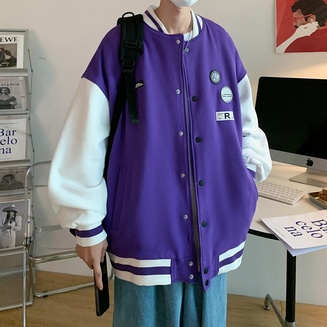 【9069包邮】2024秋装新款青少年学生港风宽松开衫棒球服卫衣潮