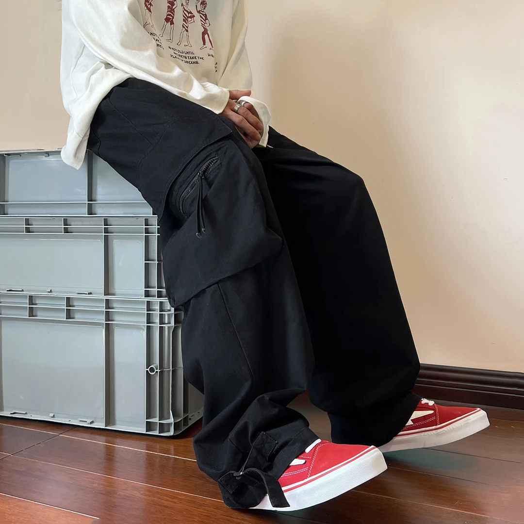 【10845包邮】2024秋季新款港风青少年高街多大口袋工作休闲裤潮