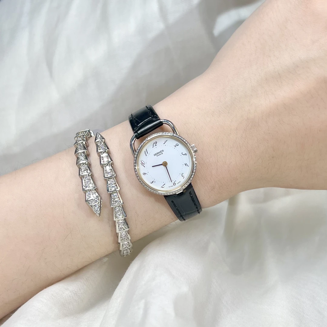 95新 Hermes/爱马仕 Vintage中古表/石英表/后钻/表径24/HM006