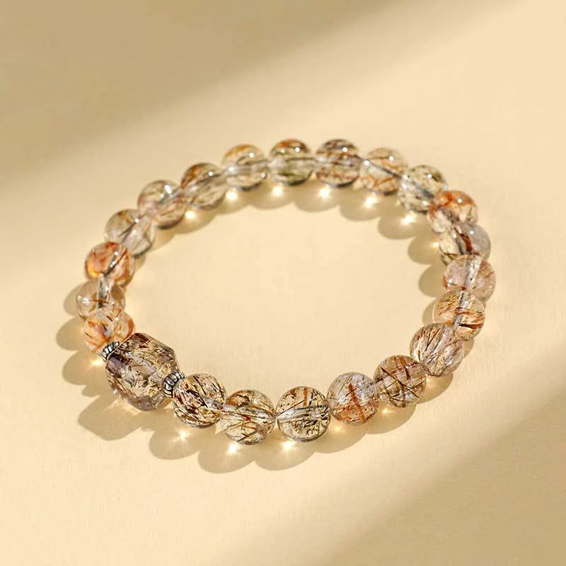 8/10mm高品质黑金超七水晶串珠手链女时尚高级感配饰件手串