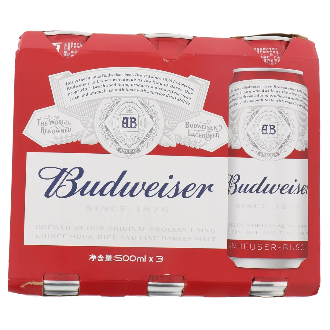 Budweiser/百威啤酒1500ml(500ml*3瓶)