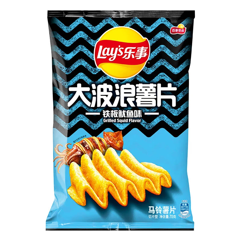 乐事大波浪铁板鱿鱼味70g解馋零食
