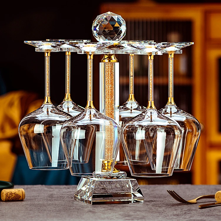 高档网红水晶红酒杯家用钻石高脚杯轻奢创意旋转醒酒器欧式大肚杯