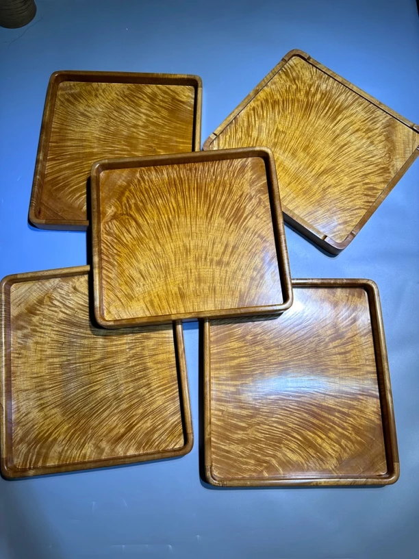 托盘水果盘金丝楠木满水波托盘茶具茶盘长方形盘子家用茶托干泡台