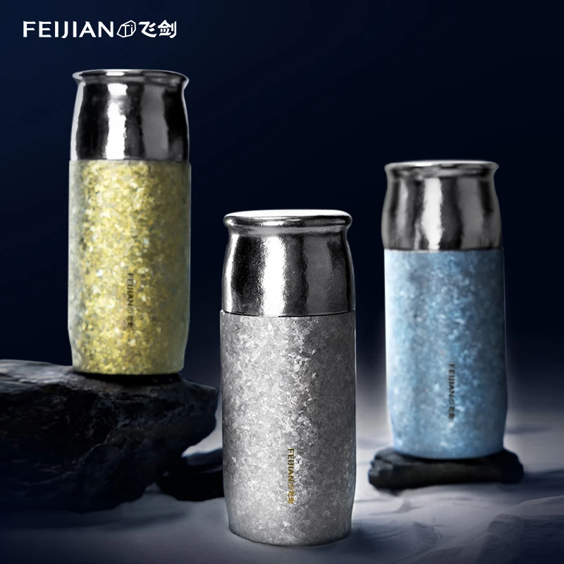 纯钛云动390保温杯双层钛男女士高档养生水杯钛晶焖泡茶杯