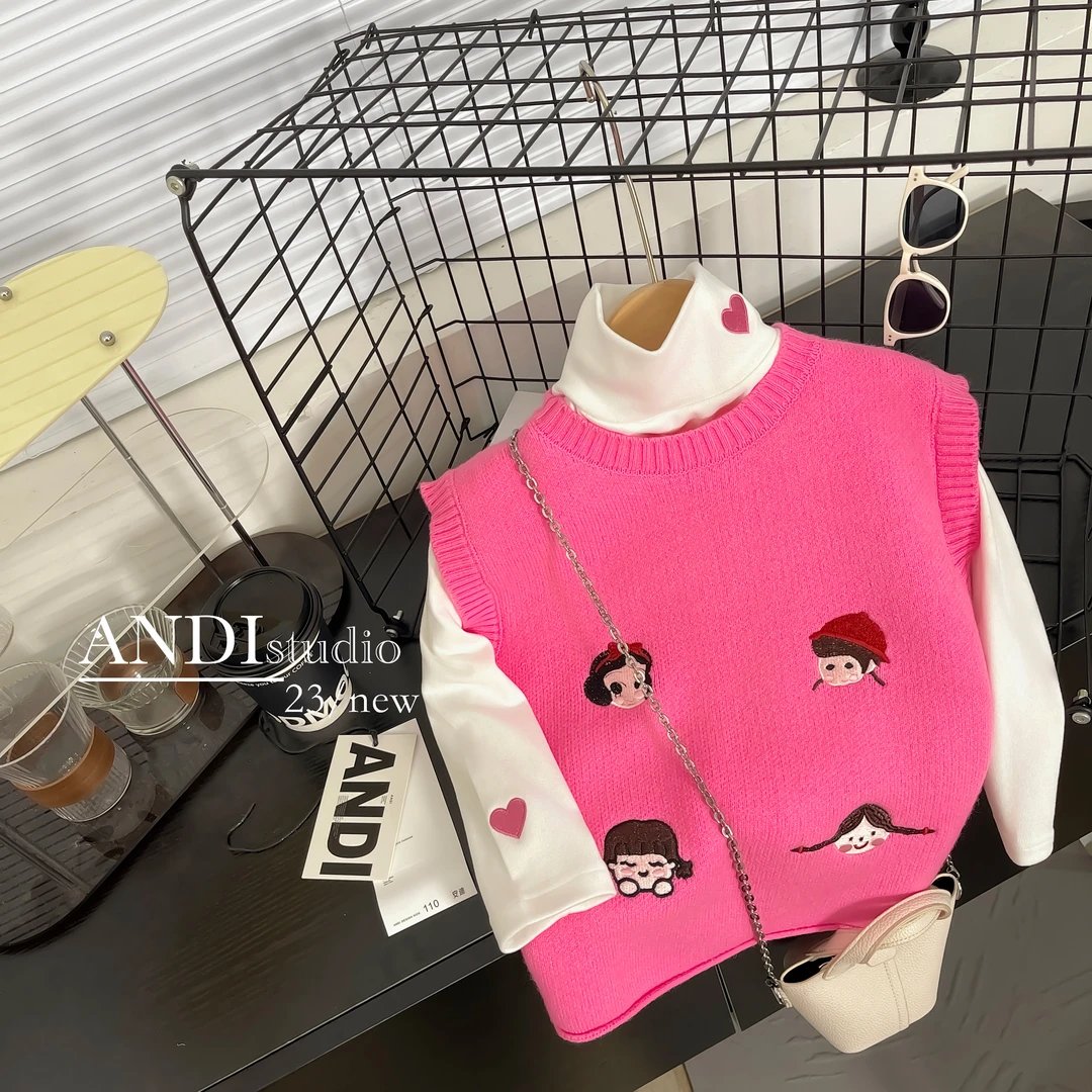 〖联名款〗订制秋冬季中大童新款韩系打底衫马甲两件套1646