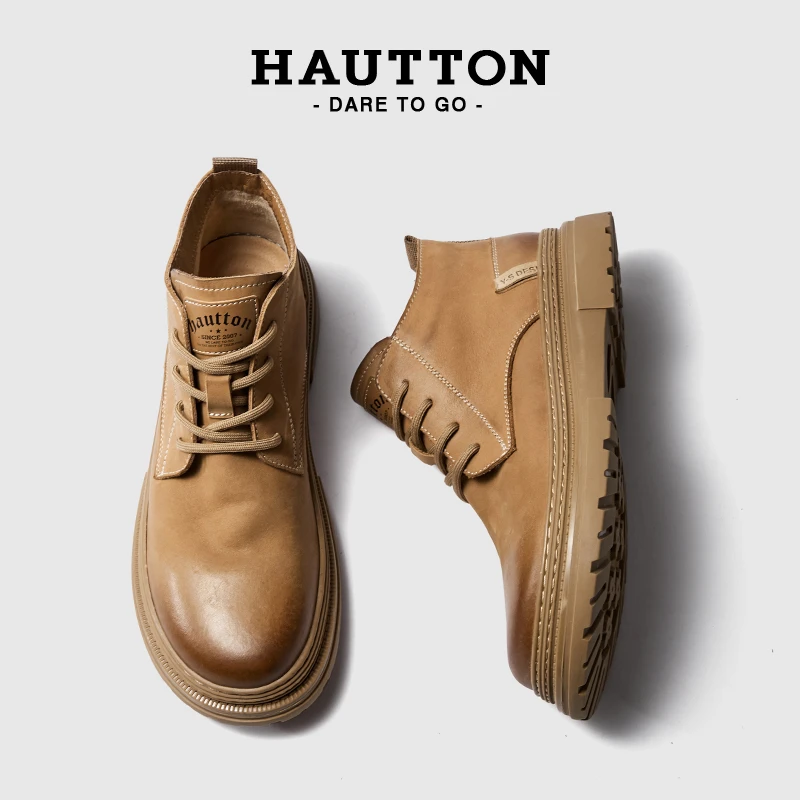 冬季防寒高帮复古真皮休闲男鞋马丁靴男款户外工装鞋男9324XZ588