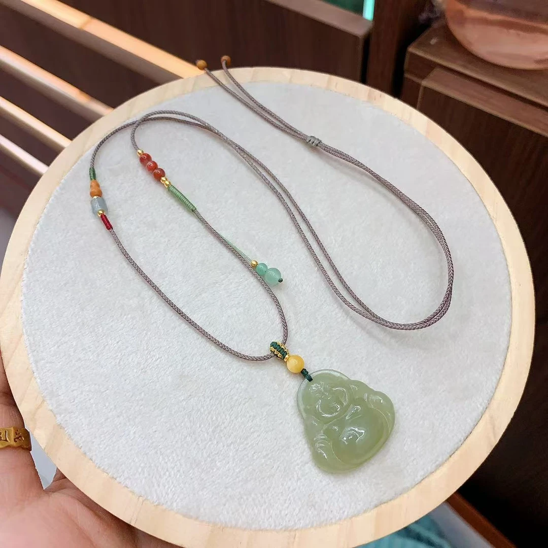 和田玉佛公南红蜜蜡s925银项链YQ102660