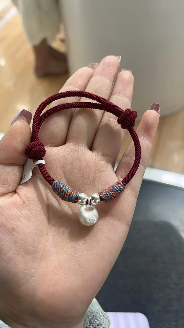 足银布艺手链 s999足银小福袋隔珠编绳手链DZ101923（预售）