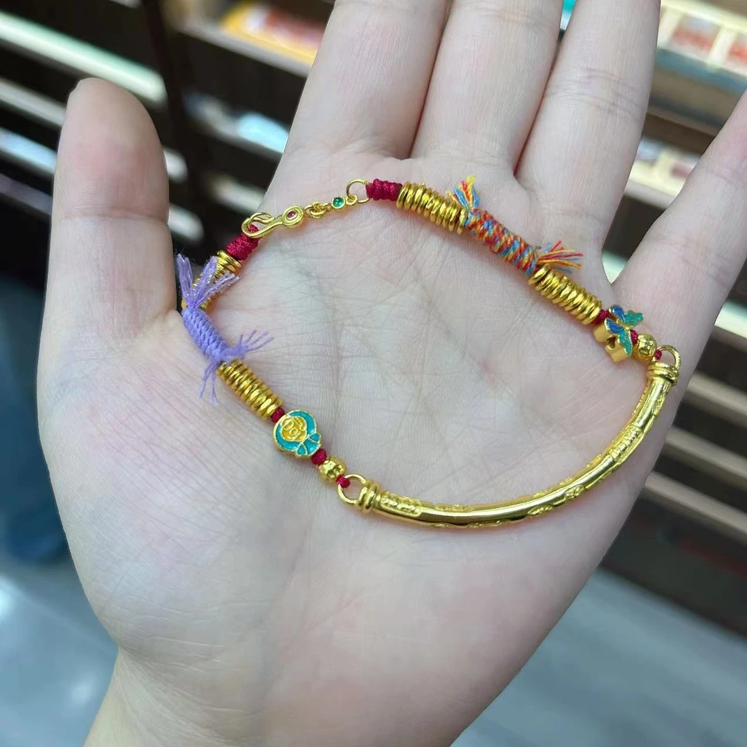 925银布艺手链 s925银蝴蝶福袋半镯盘缠流苏手串YQ100411（预售）