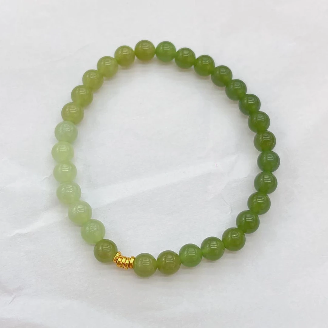 和田玉配s925银盘菜渐变色手串DL111338