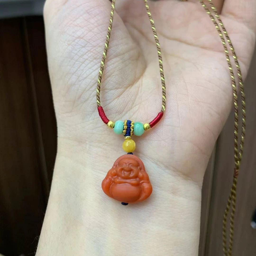 天然南红佛公编绳项链YQ092923