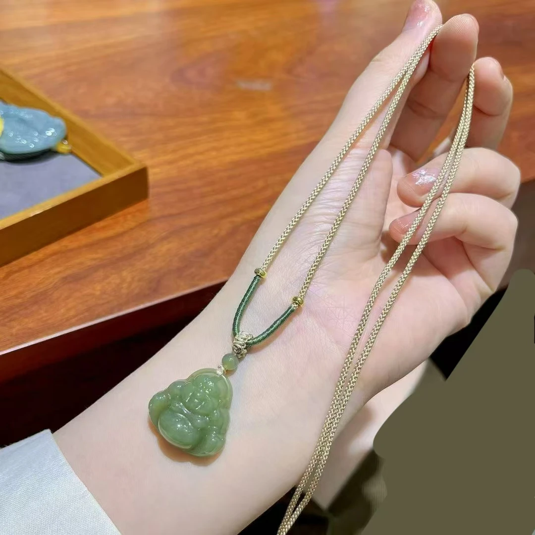 天然和田玉大佛s925银配项链DZ102023