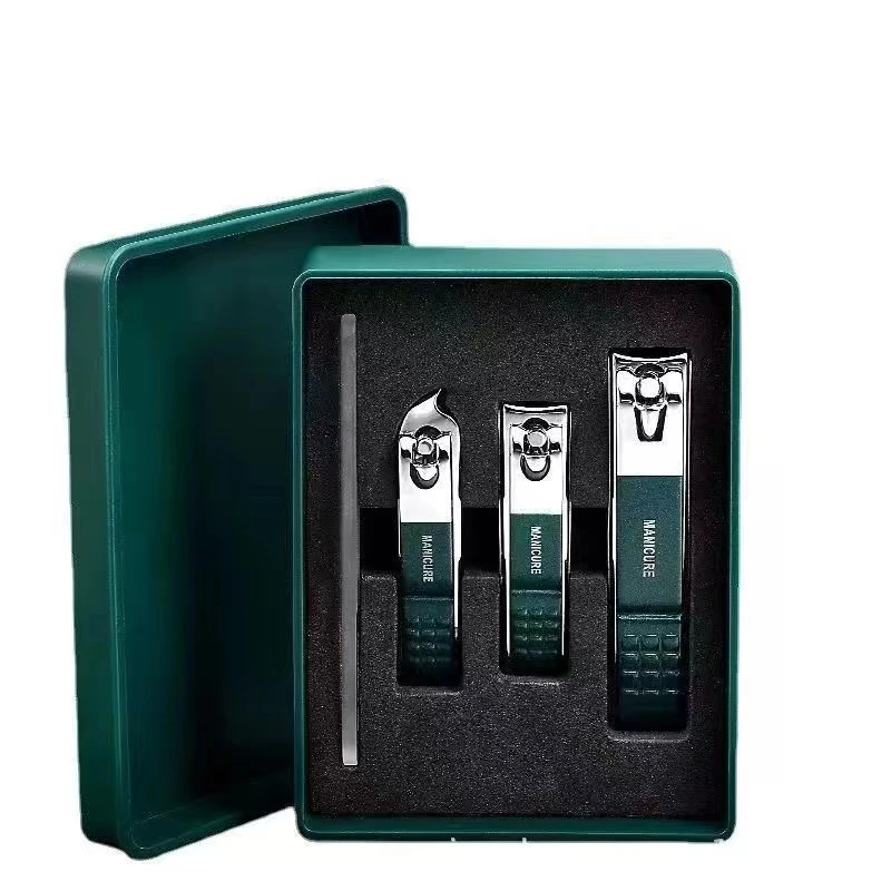 【新老包装随机发】便捷墨绿色指甲剪套装家用大号高档指甲钳套盒AZ