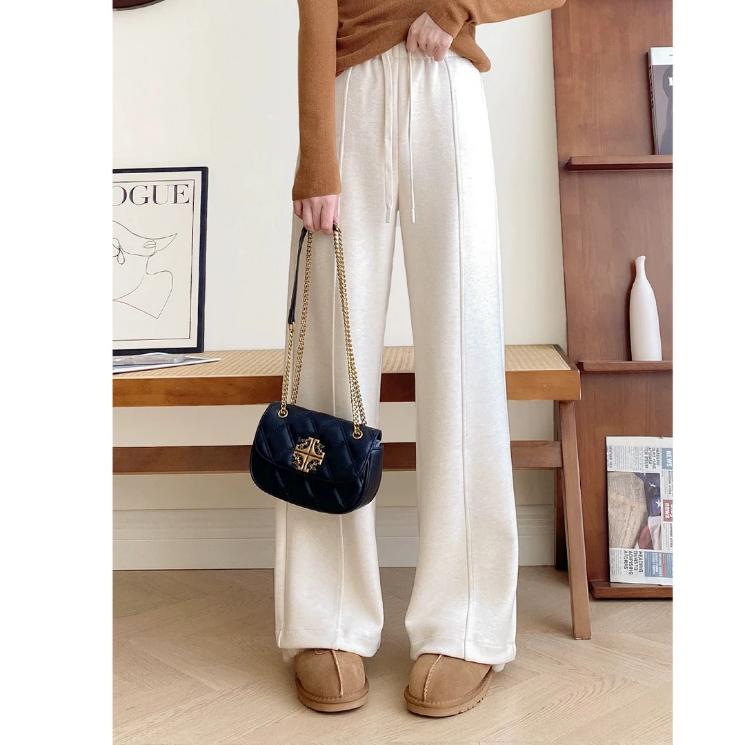 加厚直筒时尚宽松高腰显瘦长裤休闲百搭垂感仙女风韩系宽松阔腿裤