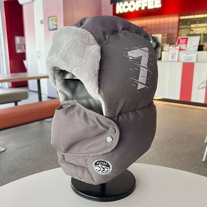 东北防寒帽子男女户外骑车防风面罩雷锋帽冬季加绒加厚围脖一体帽