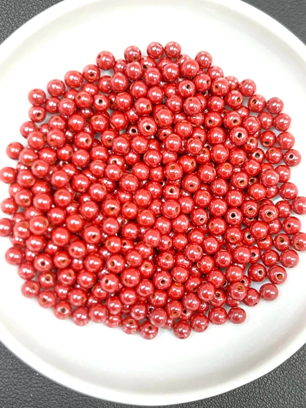 天然辰砂天然珠宝玉石 帝王砂散珠 Y1470 4MM 50颗（赠弹力绳）