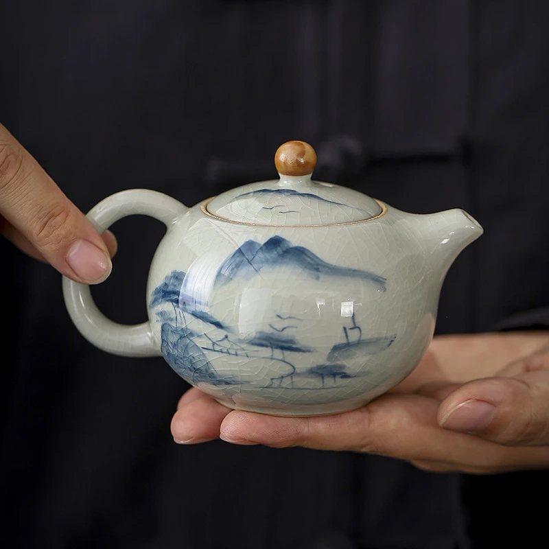 多款釉下彩手绘哥窑泡茶壶陶瓷冰裂釉开片单壶西施壶功夫茶具茶壶