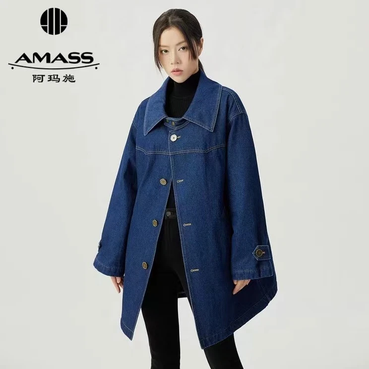 AMASS/阿玛施新款双口袋丹宁廓形热感力牛仔棉衣棉服外套5400845