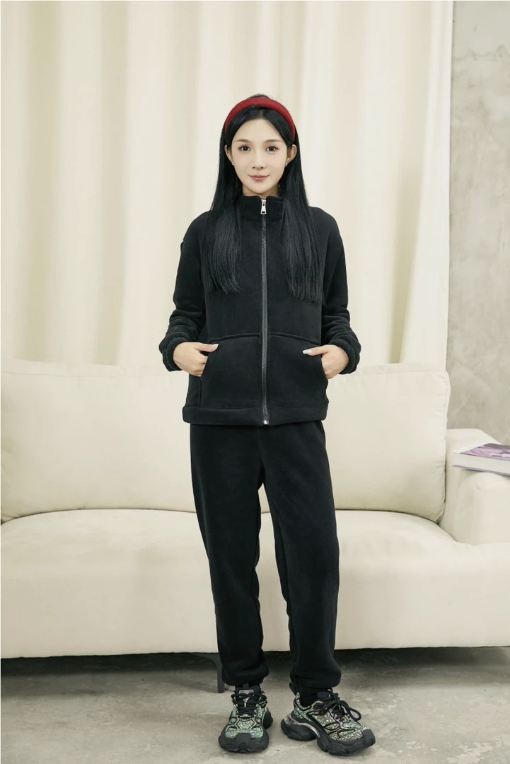 #936冬季新款运动加绒加厚保暖双面可外穿家居服套装
