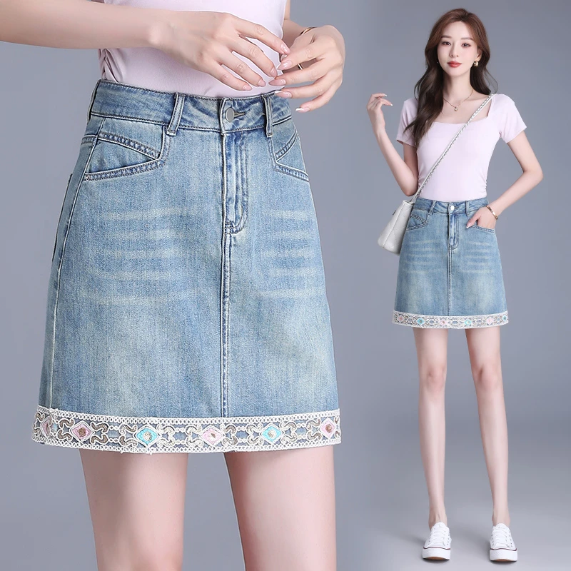 女显瘦半身裙蕾丝半身裙裙子大码时尚夏季开叉春夏小个子薄款A字