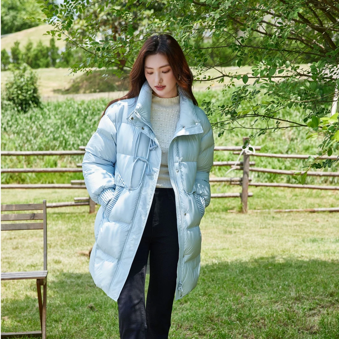 【万万甄选】手工盘扣简约H型可翻立领羽绒服88Y6027