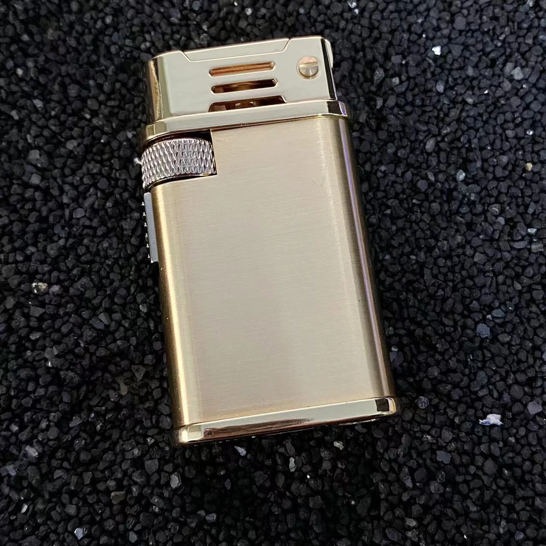 战壕煤油打火机弹射保险锁扣首领218黄铜金拉丝一键启动点火创意