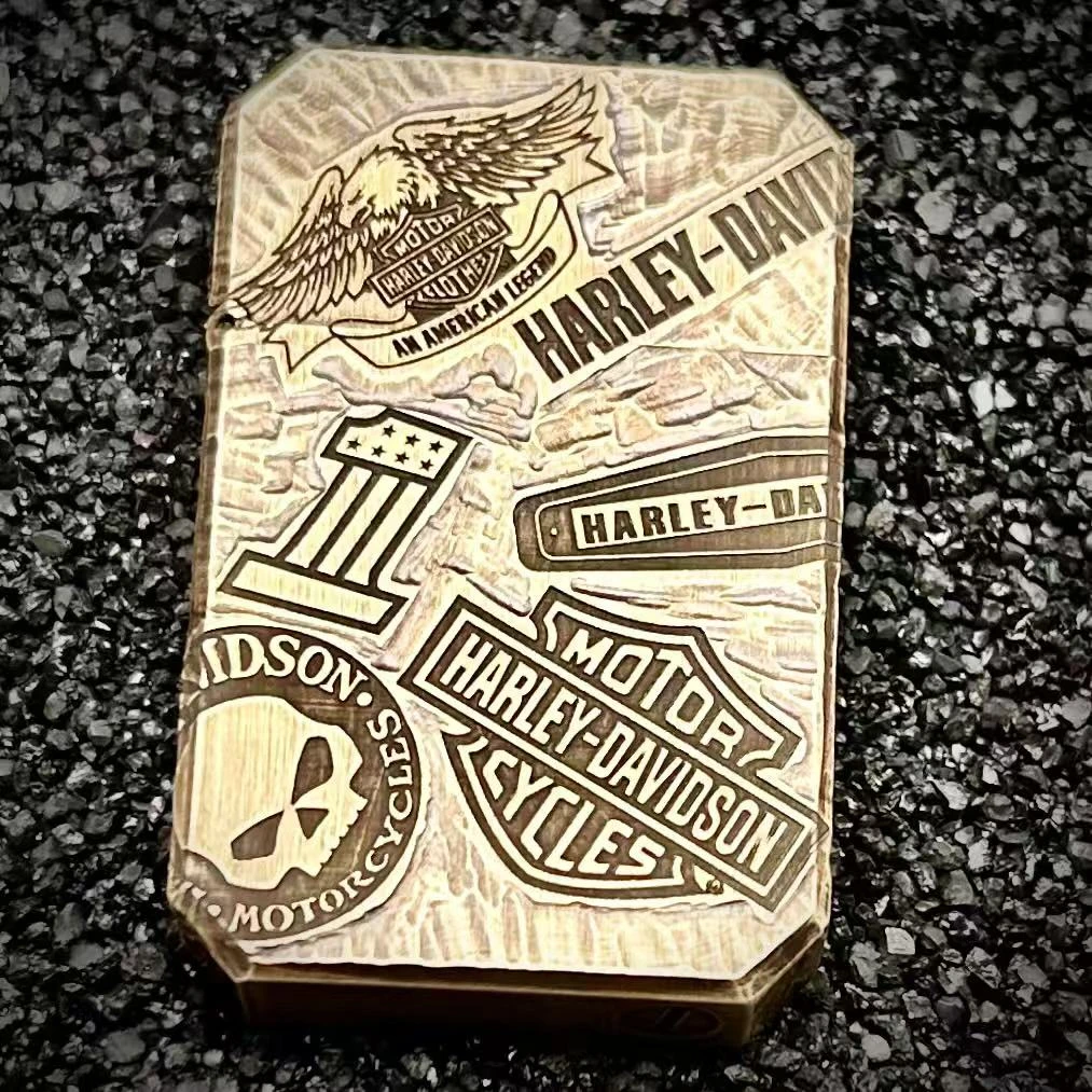 战壕煤油打火机八角黄铜小重甲手雕做旧哈雷11章5面雕礼品