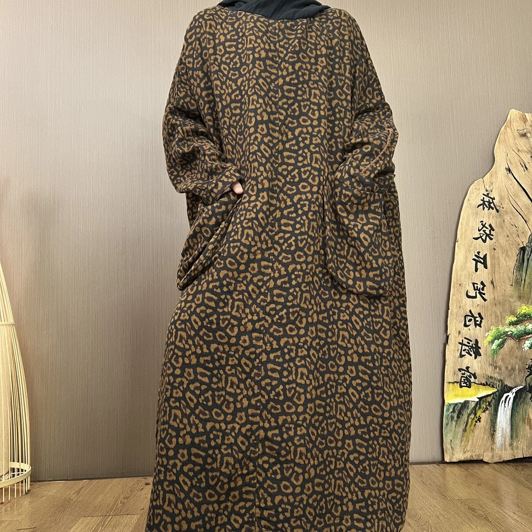 9013连帽袍子【麻袋片儿】】中长款袍子秋季新款休闲宽松印花百搭