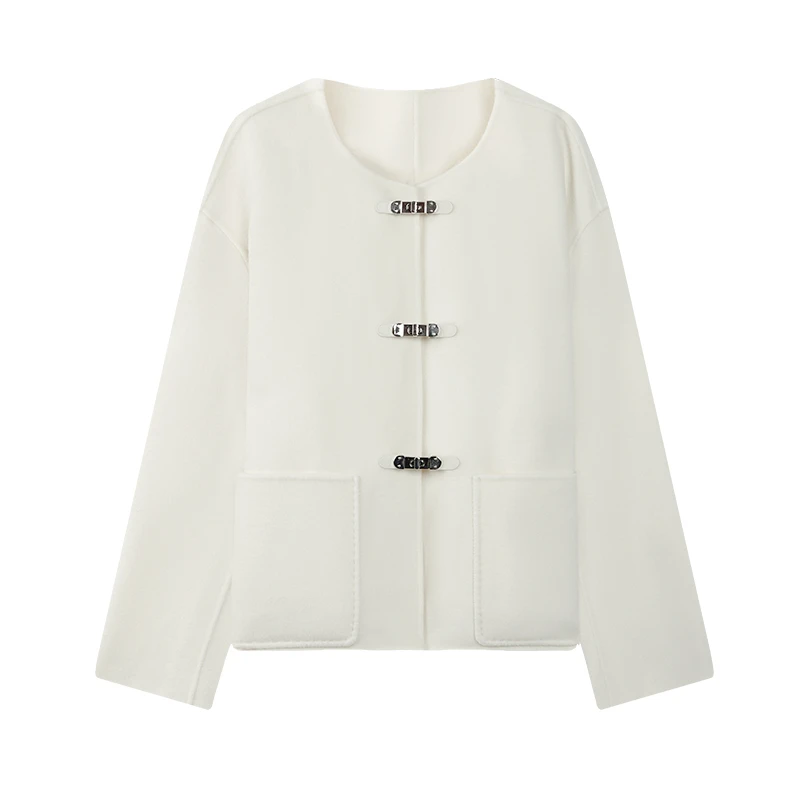 欧海一生 秋冬绵羊毛大衣女秋冬设计感短外套thesealifeA13026