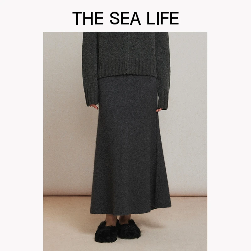 欧海一生25春兔毛针织鱼尾半裙显瘦高腰百搭半裙thesealife190018