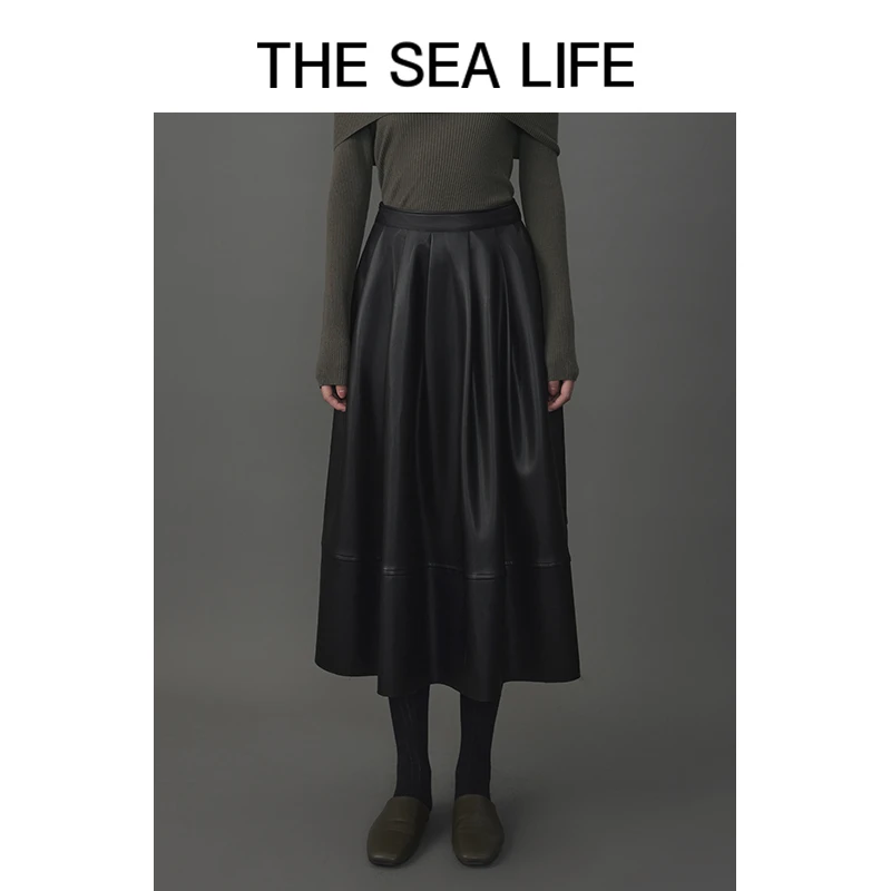 欧海一生秋冬新品中长款显瘦复古气质A字半身裙thesealife12626