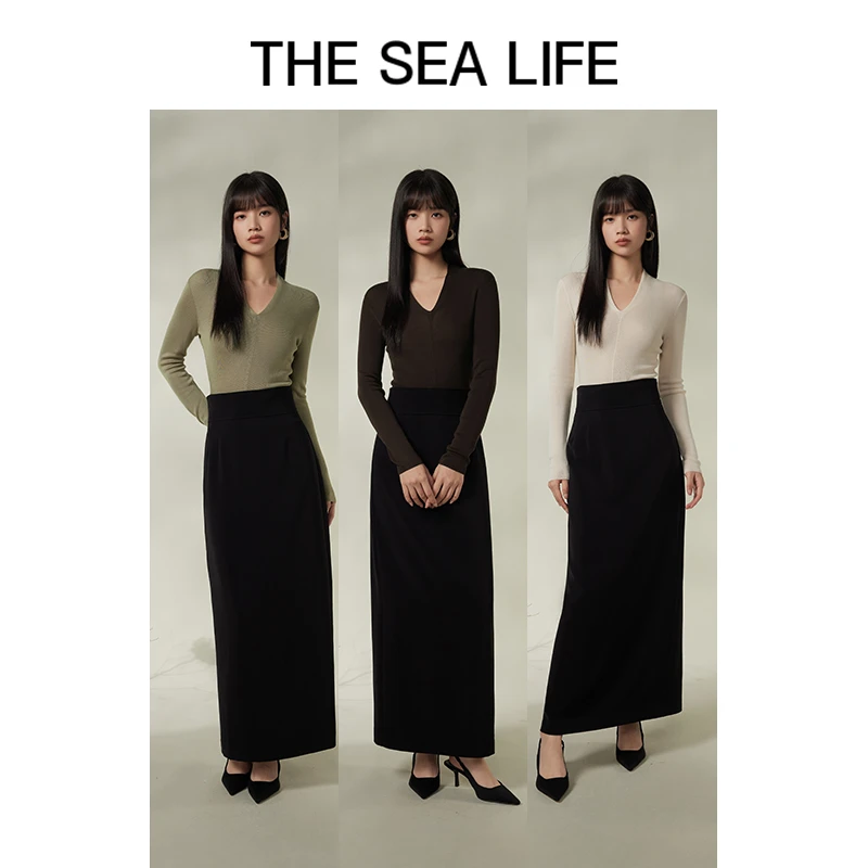 欧海一生 莱赛尔针织衫女春季打底衫透气修身thesealife15730