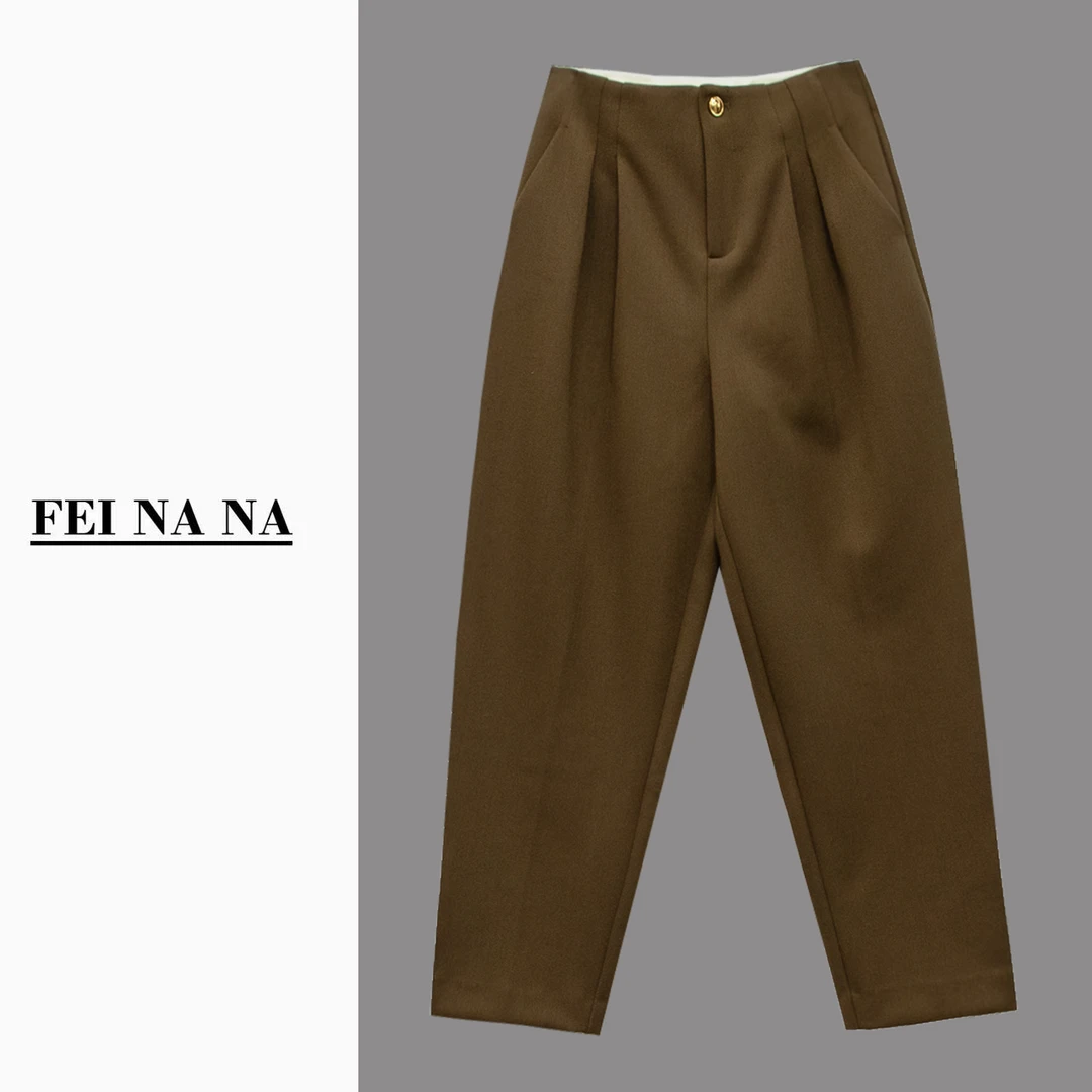 【feinana时尚简约】梨型身材高腰百搭加厚羊毛显瘦烟管裤 112708