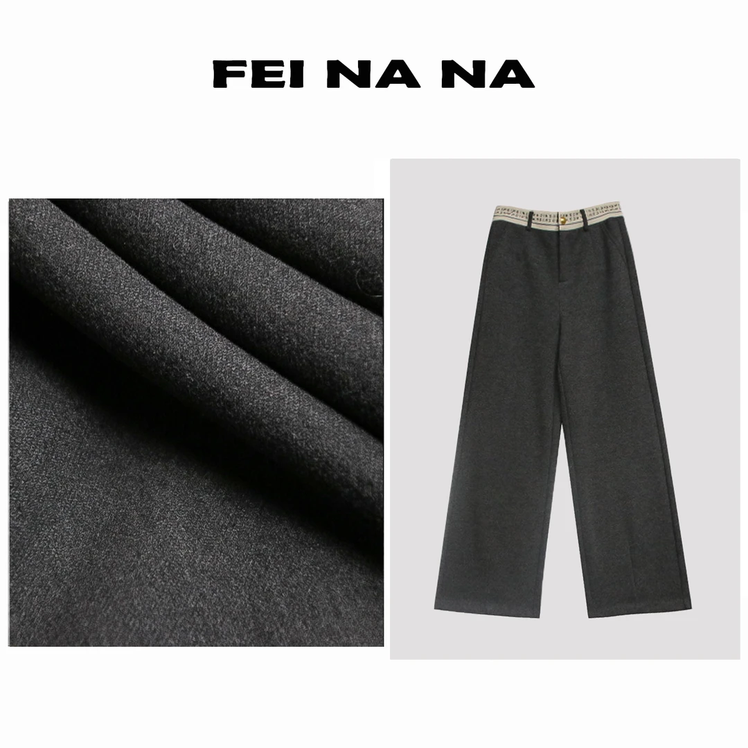 【feinana升级版】新款加绒加厚字母垂感时尚羊绒窄版休闲裤111706