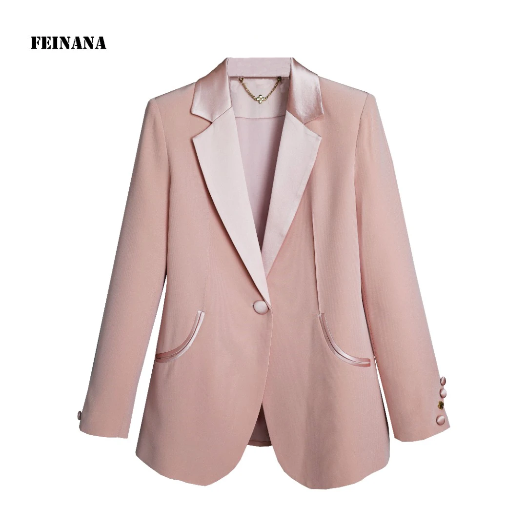 【feinana欧洲站】春夏新款简约纯色一粒扣百搭醋酸西装外套030601