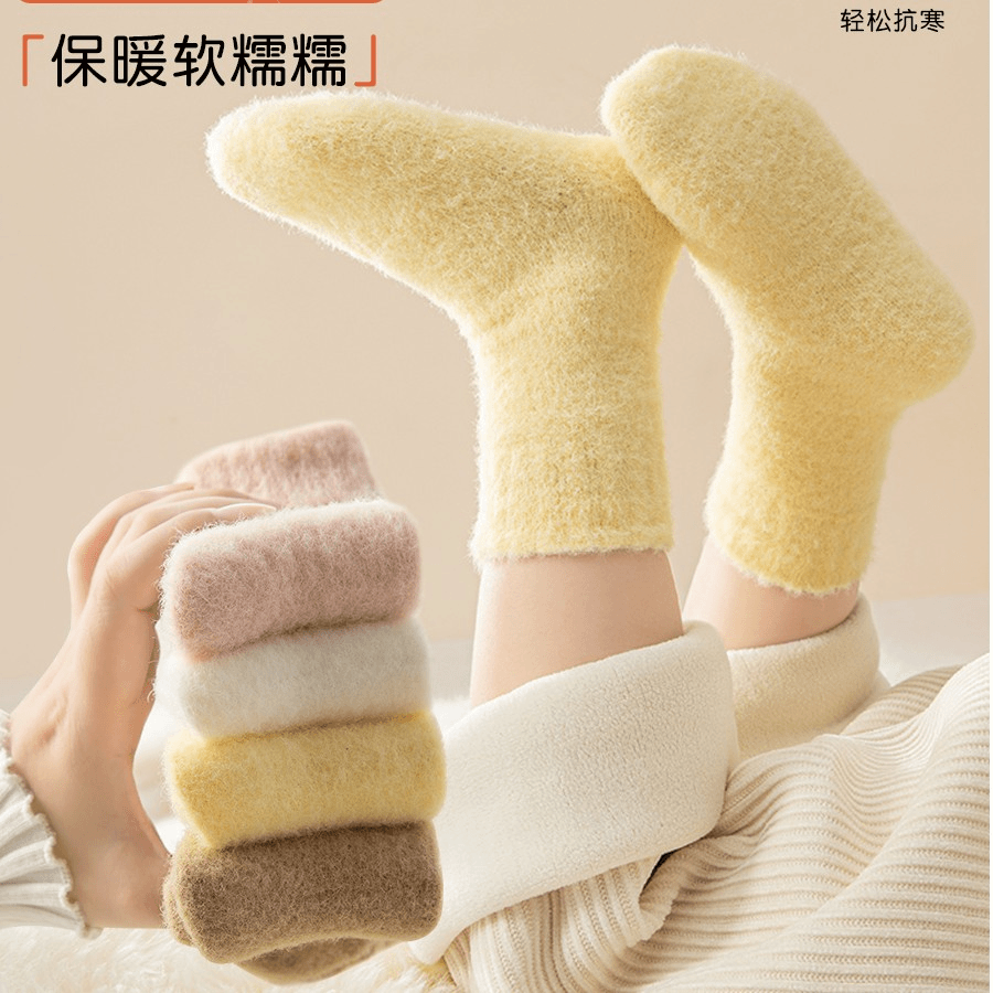 女童秋冬袜儿童加绒加厚冬季蓄热保暖毛圈袜宝宝百搭冬天中筒袜子
