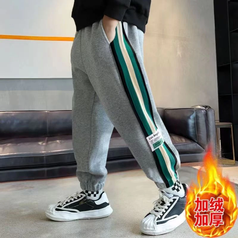 【乐亦晨】男童裤子春秋冬冬款中大童加绒工装裤儿童休闲运动裤春